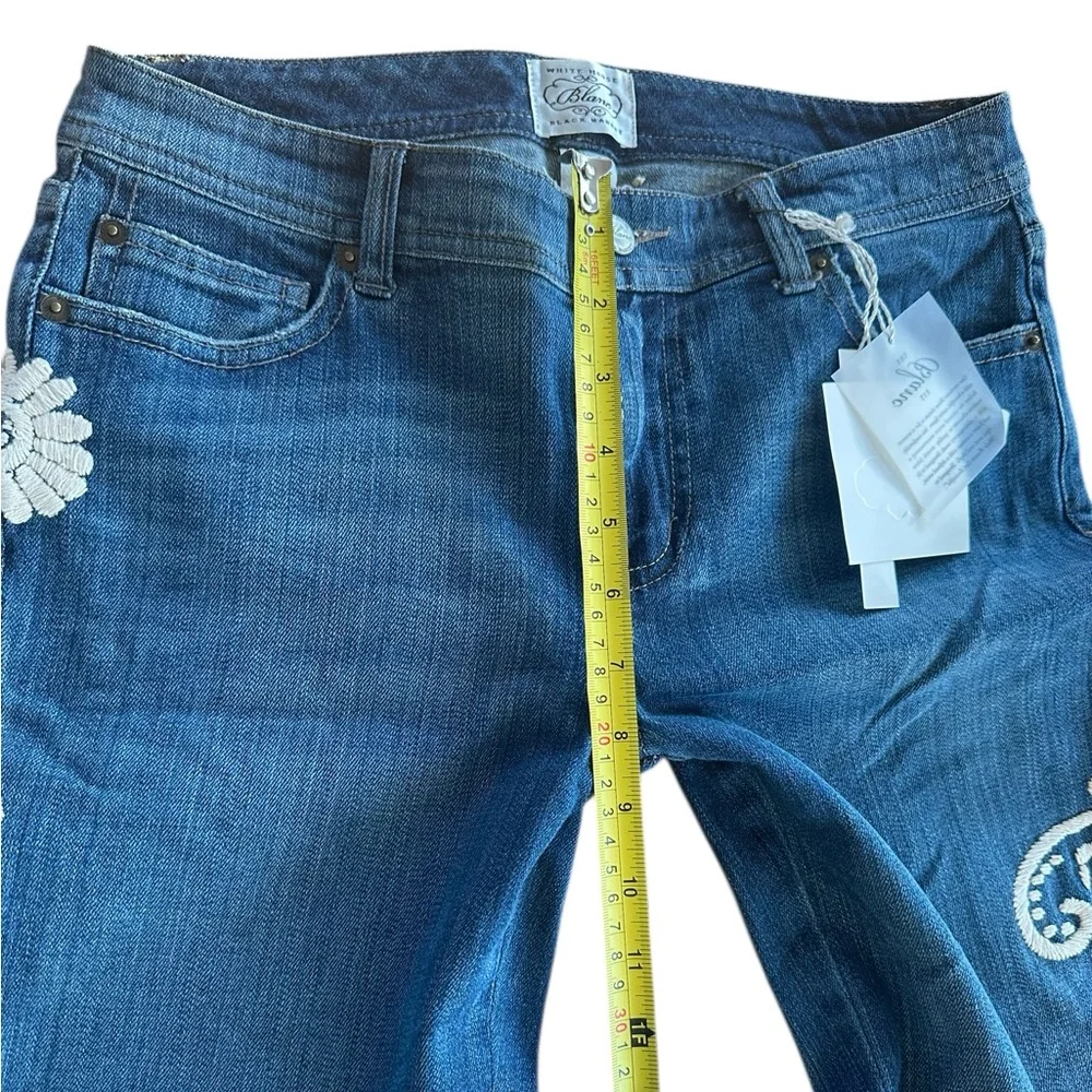 VTG WHBM Blanc Denim Jeans Hand Embroidered Bootcut NWT Y2K Floral 30x32 Size 4